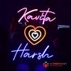 Twin Hearts Name Neon Sign