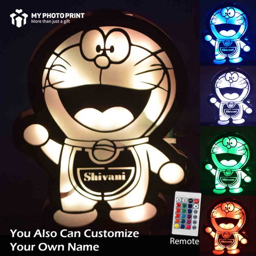 Customized Multicolor Doraemon Name Board With Led And Remote