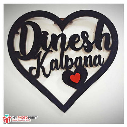 Customised Heart Wall Hanging With Your Name Or Text Wooden Frame #1003