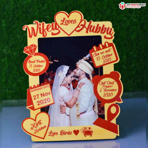 Customized Love Story Photo Frame Wooden Table Top