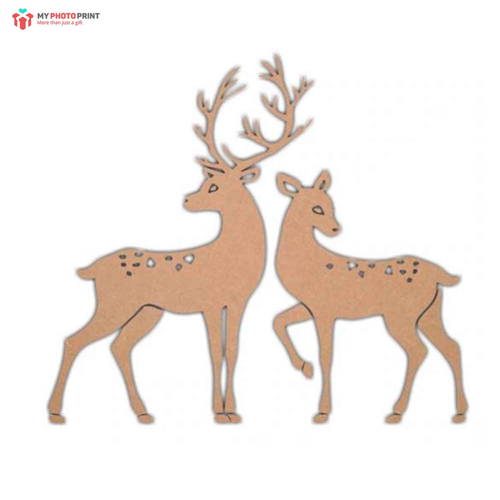 Pair Deer Shape Mdf Wooden Craft Cutout Any Shapes & Patterns | (minimum 10 Quantity)