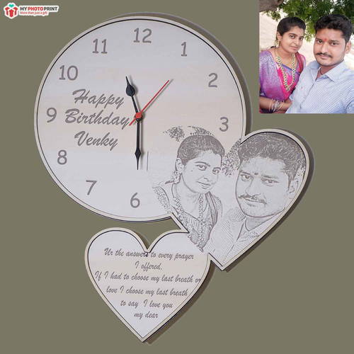 Custom Couple Photo Clock Engraved Photo Frame