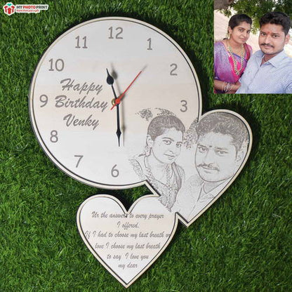 Custom Couple Photo Clock Engraved Photo Frame