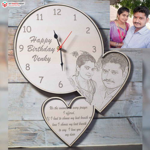 Custom Couple Photo Clock Engraved Photo Frame