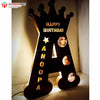 Customized A To Z Alphabet Big Wooden Name Board With Three Photos Multicolor Led And Remote