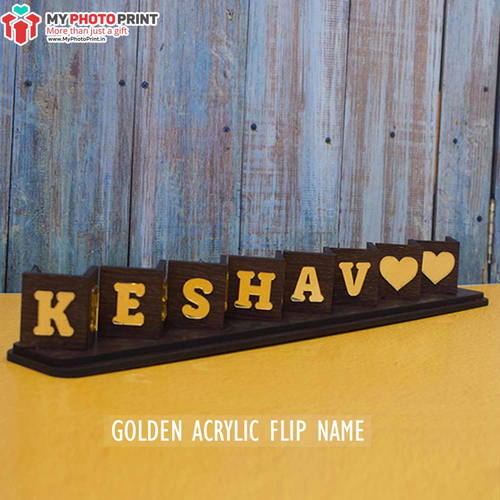 Customized Golden Acrylic Flip Name