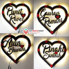 Custom Couple Heart Name Wall Hanging With Led Light