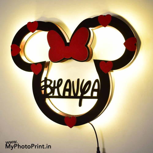 Personalised Mini Mouse Name Wall Hanging With Led Light #2089