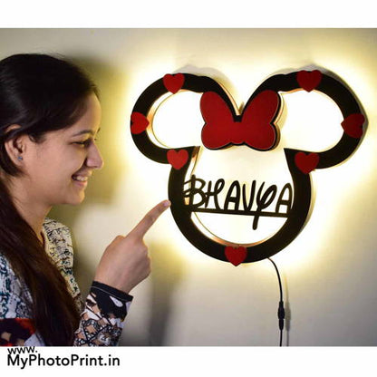 Personalised Mini Mouse Name Wall Hanging With Led Light #2089