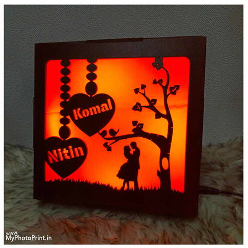 Customized Wooden Couple Light Box With Your Name