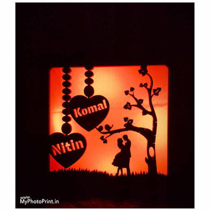 Customized Wooden Couple Light Box With Your Name