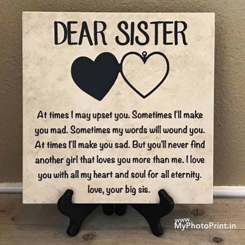 Personalized Message Sister Wooden Engrave Table Top