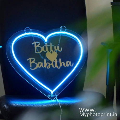 Personalized Love Couple Name With Heart Led Neon Sign Decorative