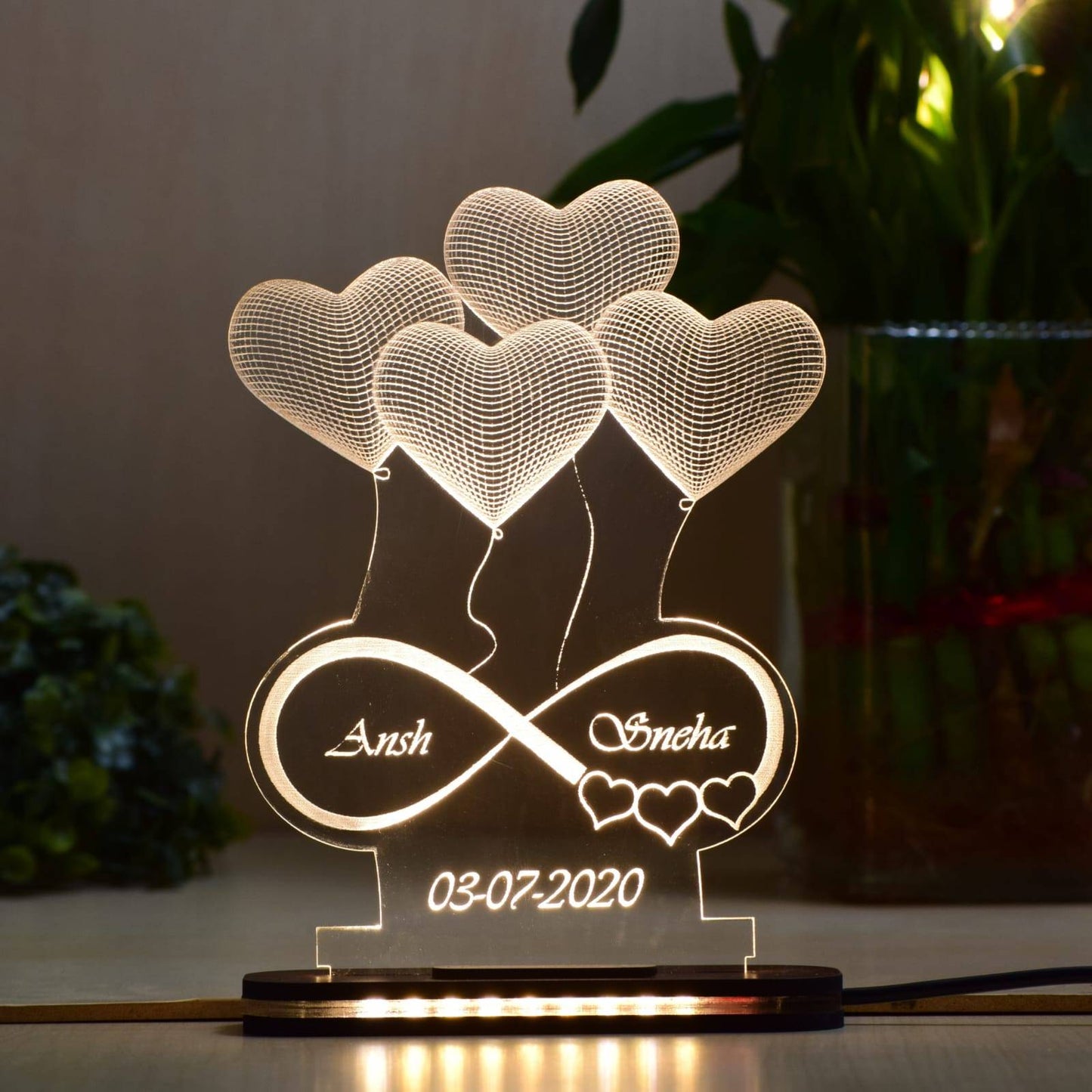 Customized Infinity Lamp with Couple Names & Date