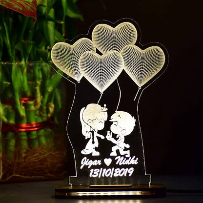 Couple Proposal Couple Name with Date Lamp