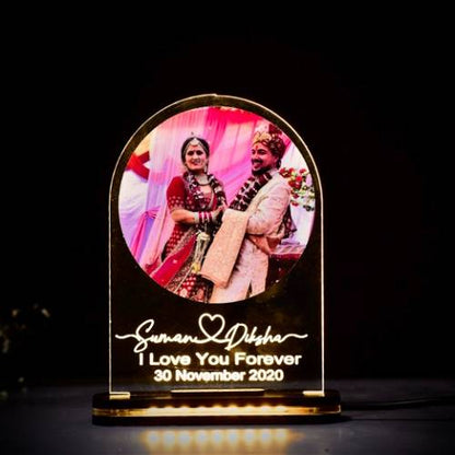 Special Occasion Lamp With Circular Photo ,Name,Occasion,Date