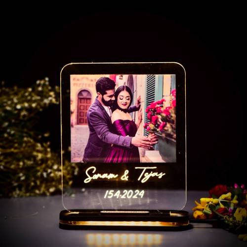 Romantic couple Name,Date & Photo Lamp