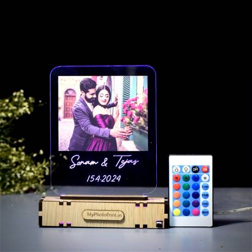 Romantic couple Name,Date & Photo Lamp