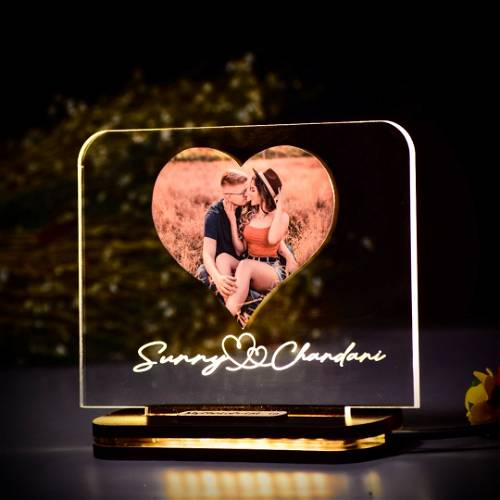 Couple Names With Heart shape photo Lamp