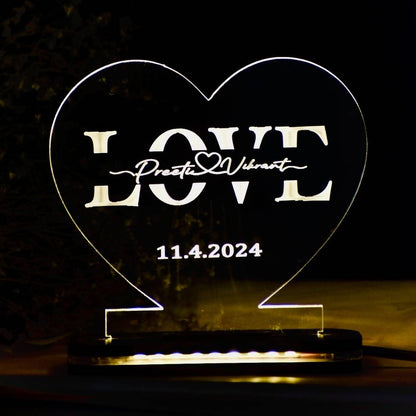 Couple Names & Date Customized Love Lamp For Couple Gift