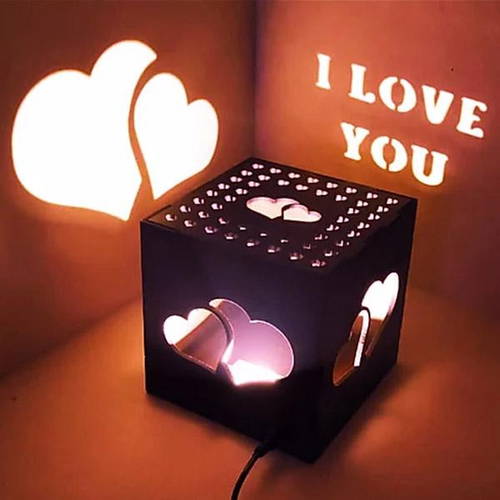 Customized Heart Wooden Led Shadow Box