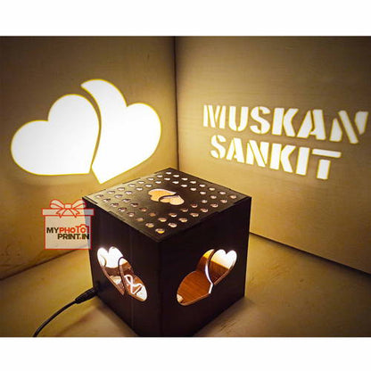 Customized Heart Wooden Led Shadow Box