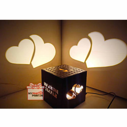 Customized Heart Wooden Led Shadow Box