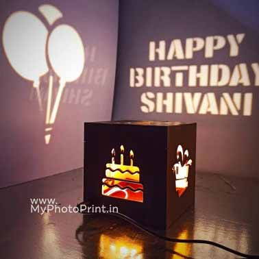 Customized Happy Birthday  Led Wooden Shadow Box