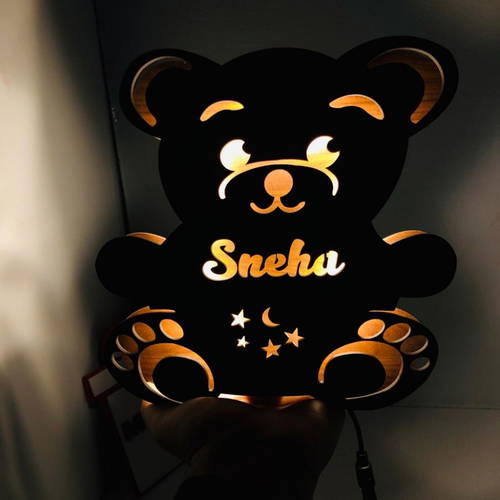 Customized Teddy Bear Name Board With Multicolor Led And Remote