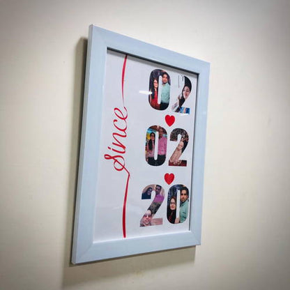 Date With Photos Couple Customized & Personalized White Frame