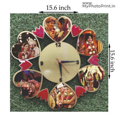 Personalised Photo Heart Design Wall Clock | 6 Photos