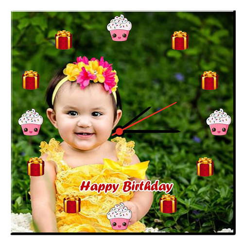 Customized Myphotoprint Photo Wall Clock | Happy Birthday Theme