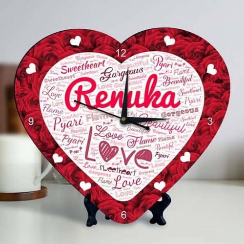 Customized Heart Shape Clock With Name