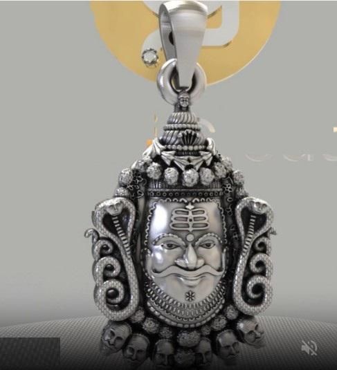 Silver Mahakal Pendant WIth Chain