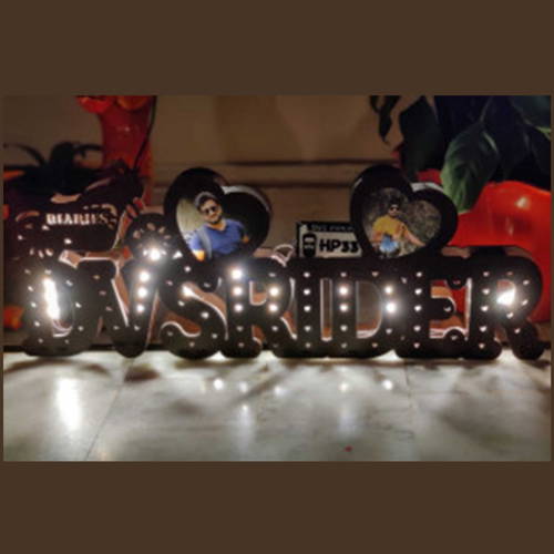 Customized Your Name Board With Two Photos Multicolor Led And Remote