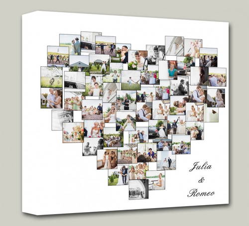 Heart Customized Multiple Photo Frame Collage Canvas