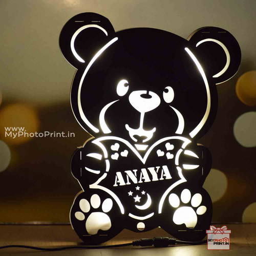 Customized Multicolor Cute Teddy Bear Name Board With Led And Remote