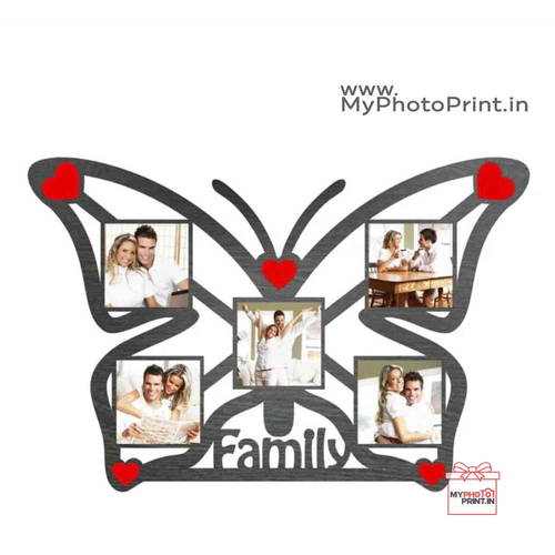 Personalized Butterfly Shape Family Wooden Collage