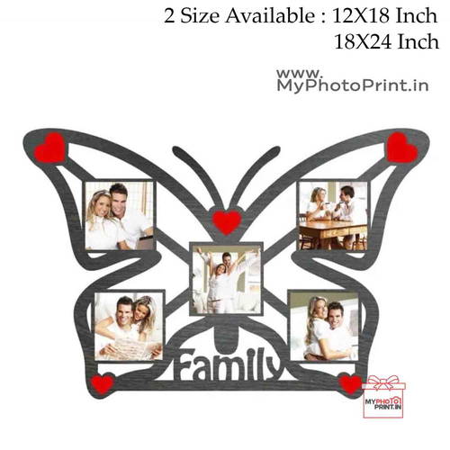 Personalized Butterfly Shape Family Wooden Collage