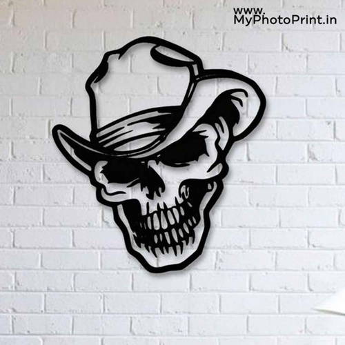 Smiley Skull Head Wooden Wall Decoration