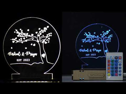 Tree blossom Couple Lamp with Name & Date