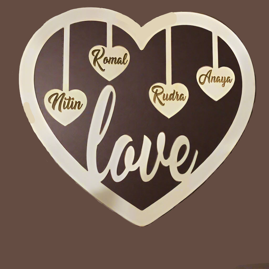 Customized Heart Love Family Wooden Wall Hanging #1940