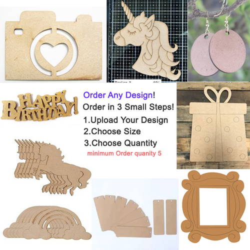 Customized Mdf Wooden Craft Cutout Any Shapes & Patterns | (PACK OF 10)