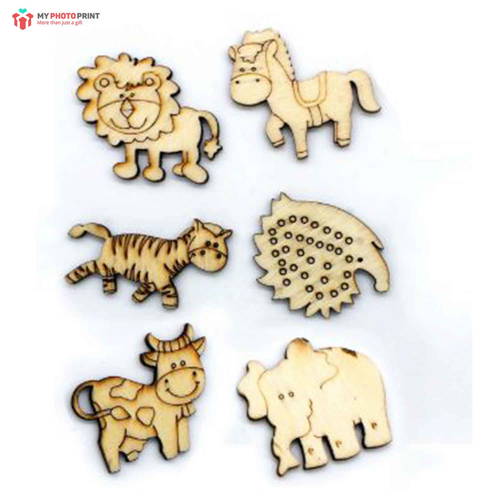 Animals Design Mdf Wooden Craft Cutout Any Shapes & Patterns | (PACK OF 10)