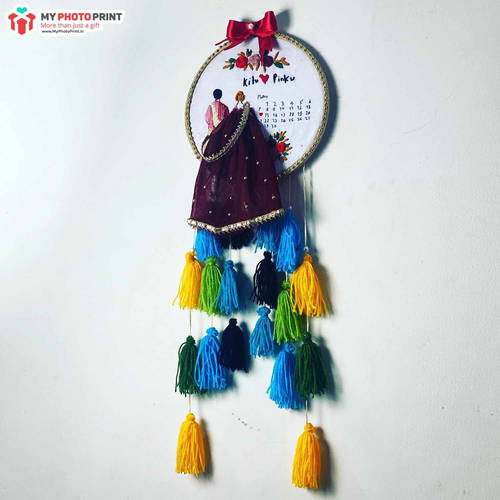 Personalized Handmade Embroidered Wall Hanging For Couple