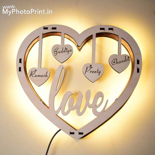 Customized Heart Love Family Wooden Wall Hanging #1940