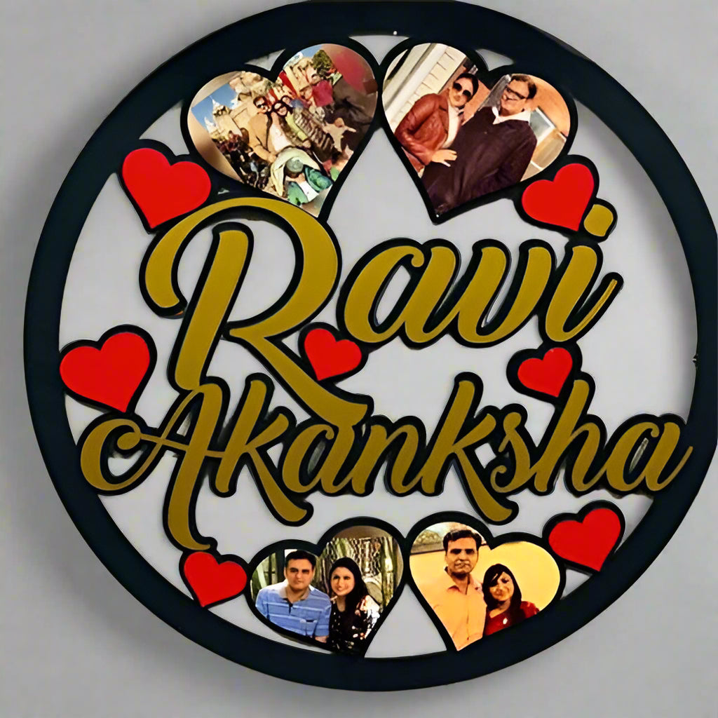 Customized Your Photo Name Or Text Wooden Frame Wall Hanging #631