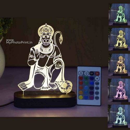 Hanuman Ji Acrylic 3d Illusion Led Lamp
