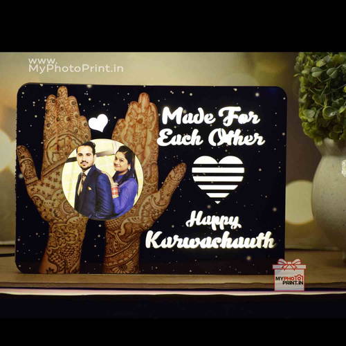 Made For Each Other Karwa Chauth Wooden Table Top