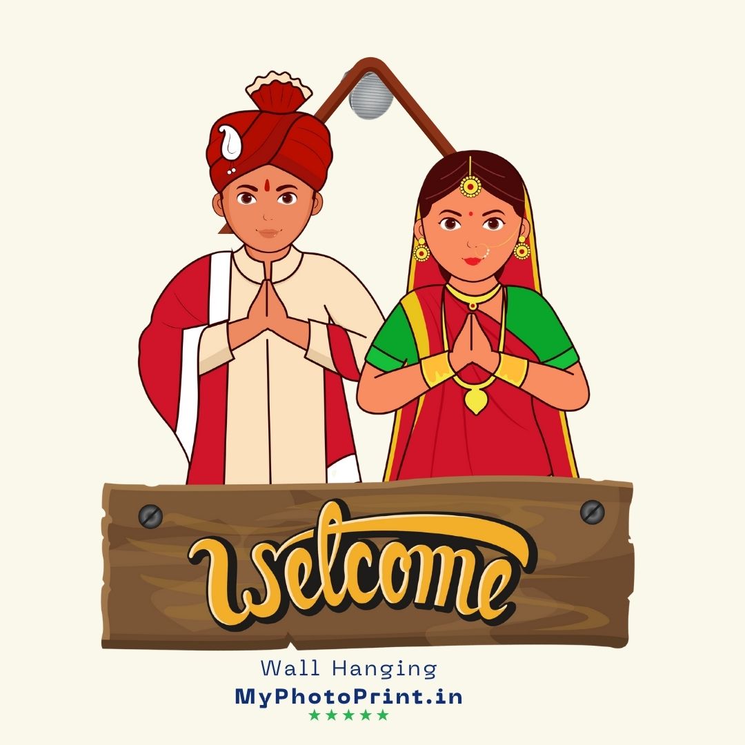 Couple Home Wall Hanging | Name Plate | Entry Namaste Name Plate #14